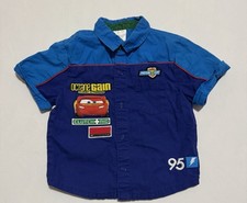 Disney Pixar Cars Youth Lightning McQueen Button-Up Collar Shirt Size 2T