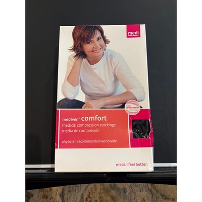 Medi Mediven Comfort Compression Stockings Thigh High Open Toe Ebony 20-30 mmHg 