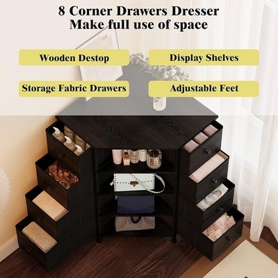 short corner dresser Amazon.com: LUMTOK 8 Drawers Corner Dresser with Storage Fabric Drawers and Open Shelves for Small SpaceBedroomEntrywayLiving Room (Greige) : Home & Kitchen