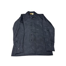 Paul Howard California Vintage Black Jacquard Leaf Button Down Shirt Mens Medium