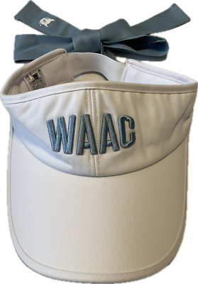 Waac Sun Visor Hat Womens Size 56 Cm White Blue Ribbon Golf | eBay