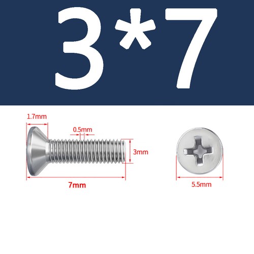 M3 M4 M5 A2 Stainless Steel Phillips Countersunk Flat Head Screw Long 4mm-100mm - Picture 16 of 84