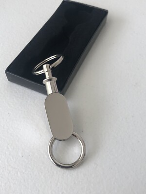 Vintage Silver Pull Apart Keychain Stainless Steel Silver Tone New In Box