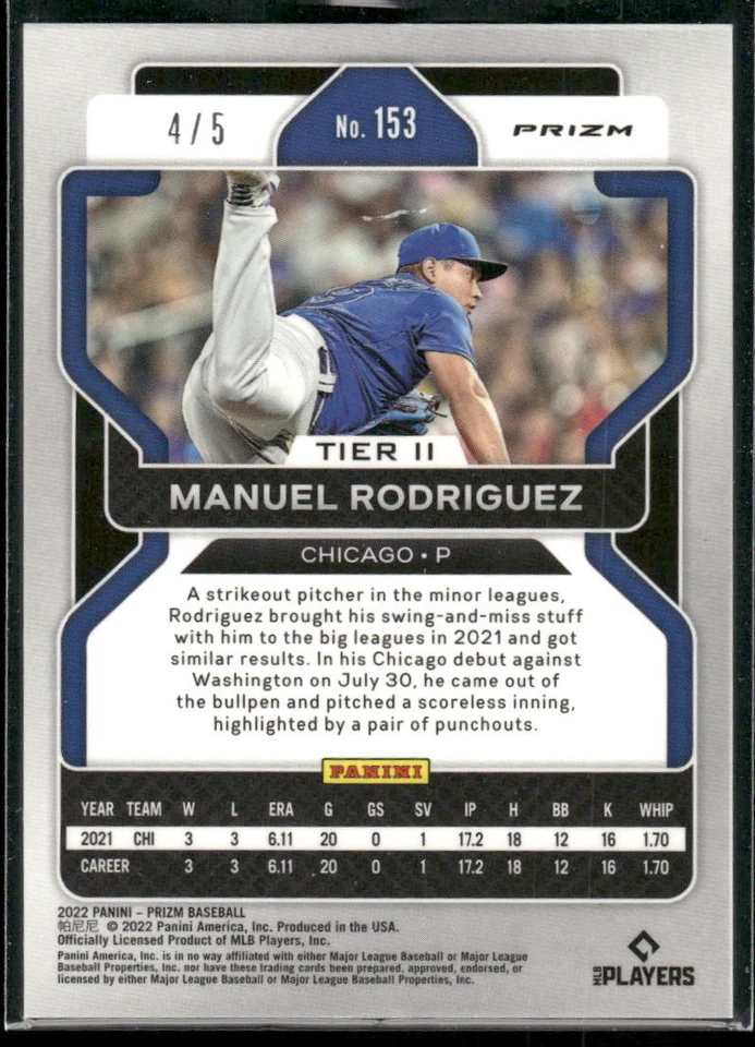 #153 Manuel Rodriguez 2022 Panini Prizm #/5 Rookie White Donut Circles Prizm Foto 2 de 2