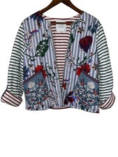 Nwt John Mark Embroidered Quilted Jacket/cardigan