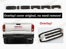 2019+ UP GLOSS BLACK GMC SIERRA LETTER Overlay EMBLEM 1500 2500 3500 AT4 DENALI