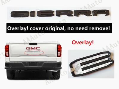 Black Gmc Emblem Gloss Black GMC Sierra Letters Emblems For 2019-2023 Models - Rear Emblem Upgrade For 1500, 2500HD, 3500HD Rear Decal Letters