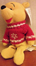 SNOWFLAKE SWEATER POOH:DISNEY MINI BEAN BAG PLUSH UNUSED Part of A COLLECTION 8"