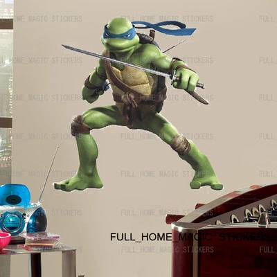 FULLHOMEMAGIC Calcomanía de pared para niños tortuga ninja adolescente mutante Leonardo niños decoración del dormitorio