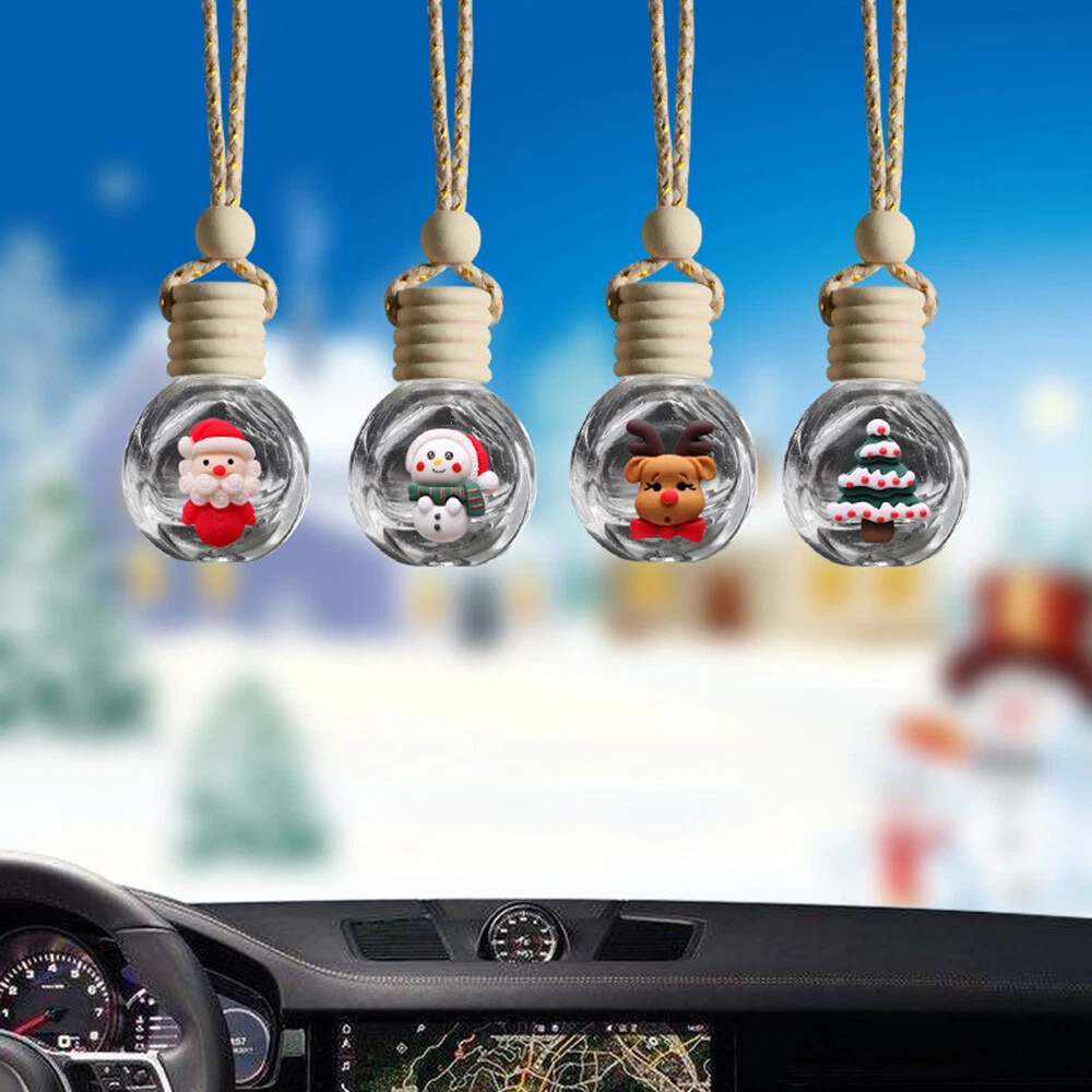 Christmas Car Hanging Perfume Fragrance Air Freshener Empty Glass Bottle Decor