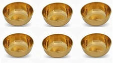 Mini Brass Bowls 6 Religious Navratri Hindu Puja Tika Havan Sawan Pooja Katoris