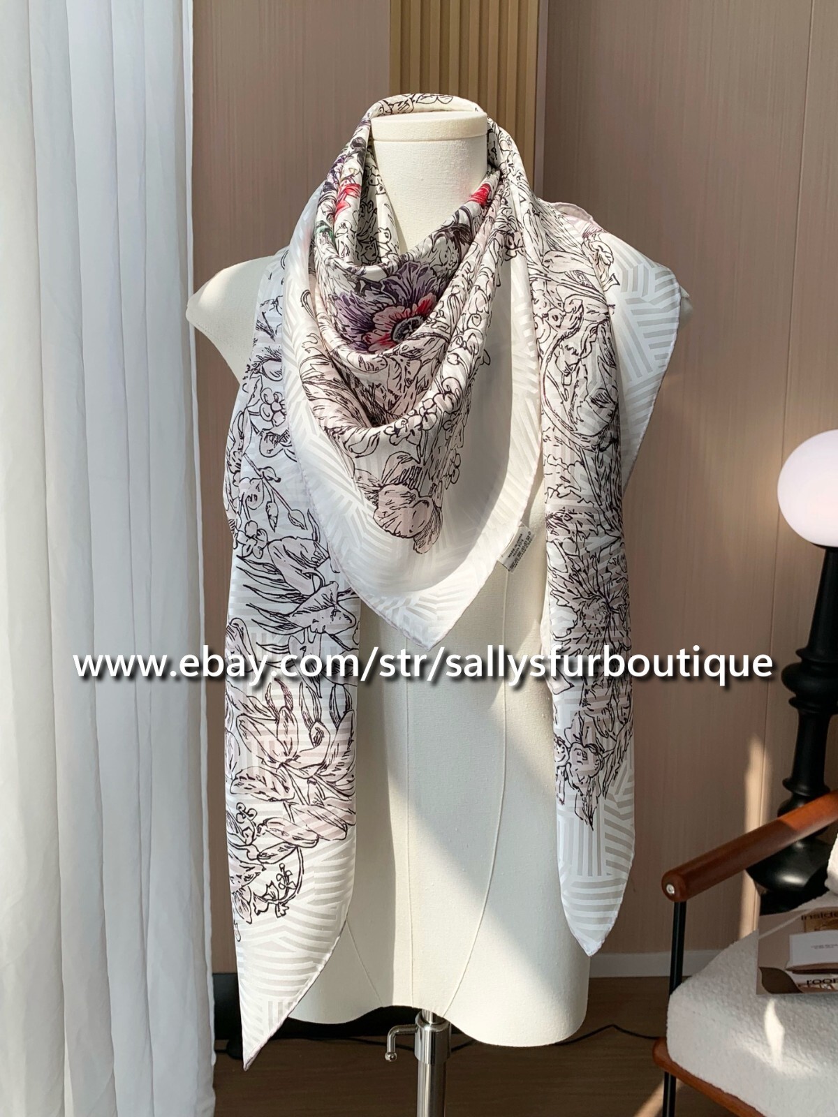 Sallys 18 Momme Jacquard Silk Wrap Scarf Stole Star Flower Print Shawl 53