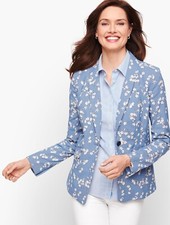  178 NEW TALBOTS 16P Blazer Jacket Floral Jacquard One Button