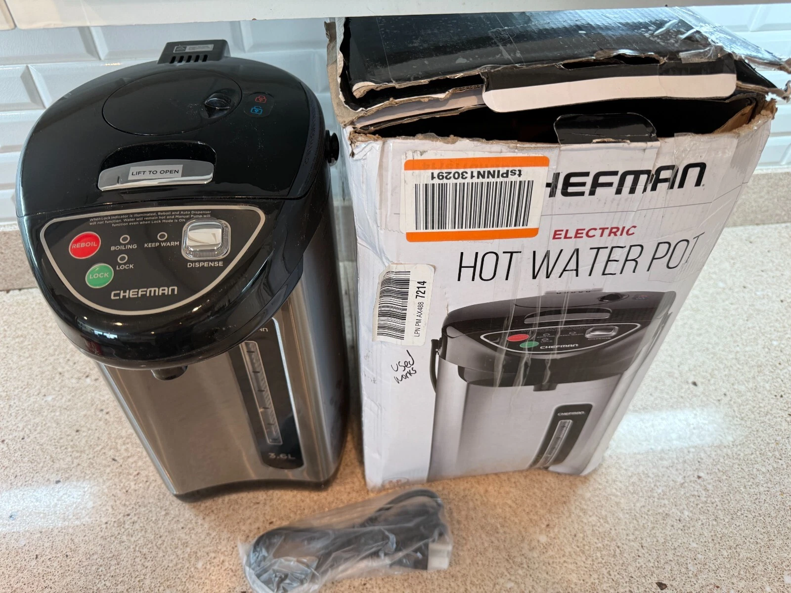 Chefman Electric Hot Water Pot Urn w/Auto & Manual Dispense Buttons, Safety L...