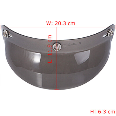 Universal 3-Snap Visor For Open Face Motorcycle Helmets - UV Protective, Polycarbonate (Black) - View #4