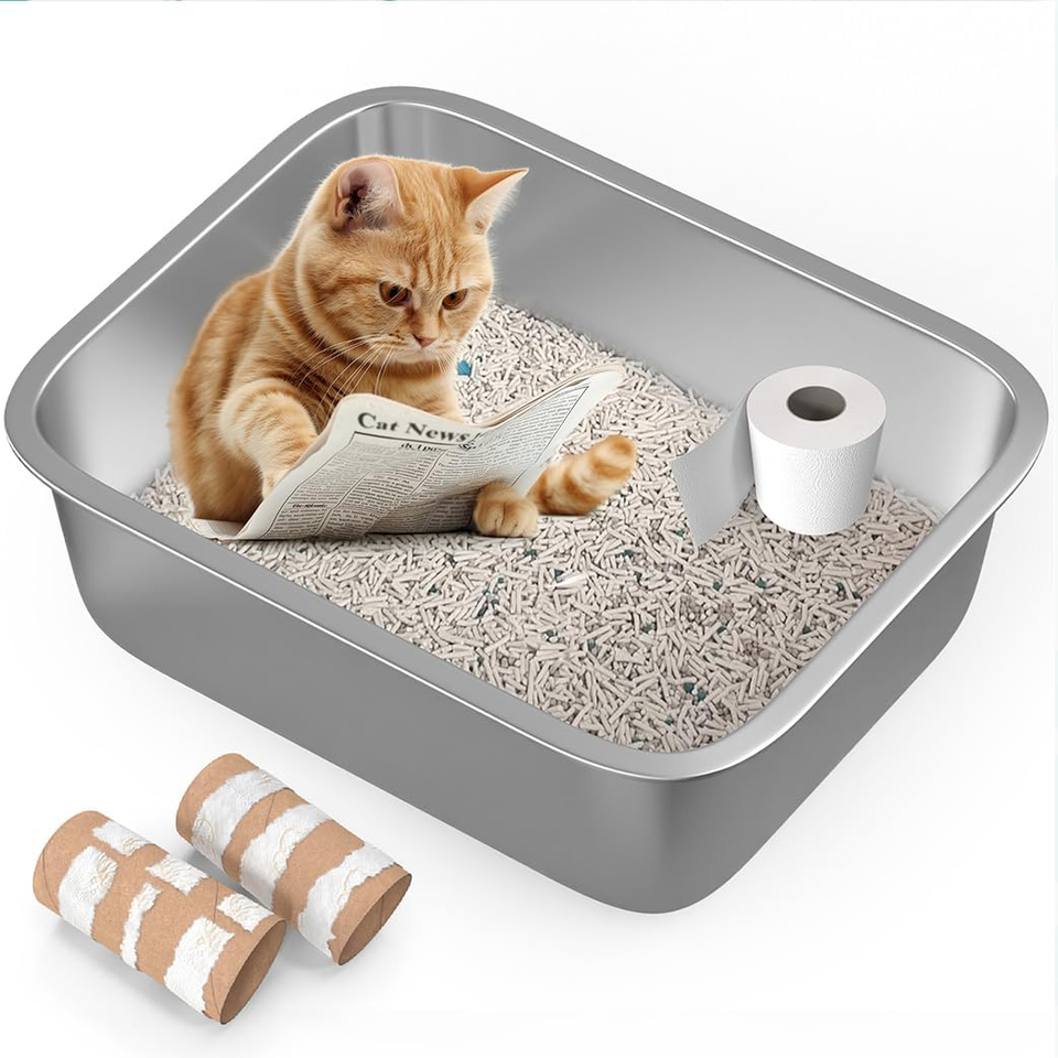 Large Stainless Steel Litter Box, Premium Kitty Litter Box, Non Stick