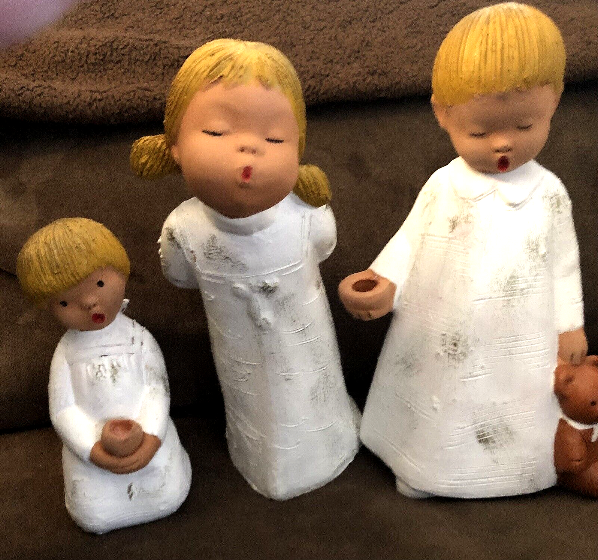 VTG 60`s Terra Cotta Singing Angel Figurines by Jullar. Made in