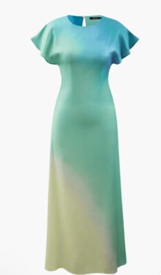 Tie-Dye Satin Cap Sleeve Maxi Dress Size S Micas