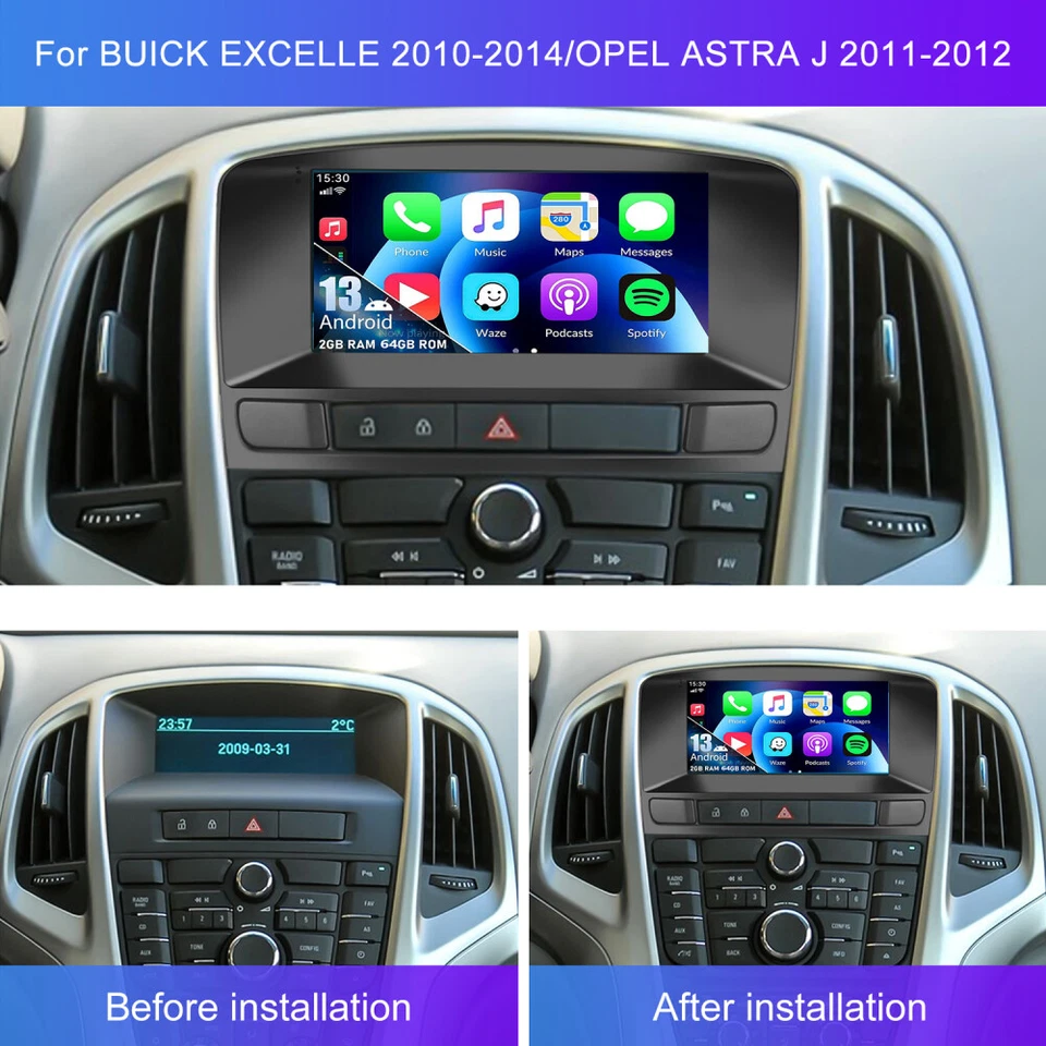 DAB+ 7" Android 15 Autoradio Carplay Für Opel Astra J 2010-2014 GPS Navi 2+64GB - Bild 4 von 4