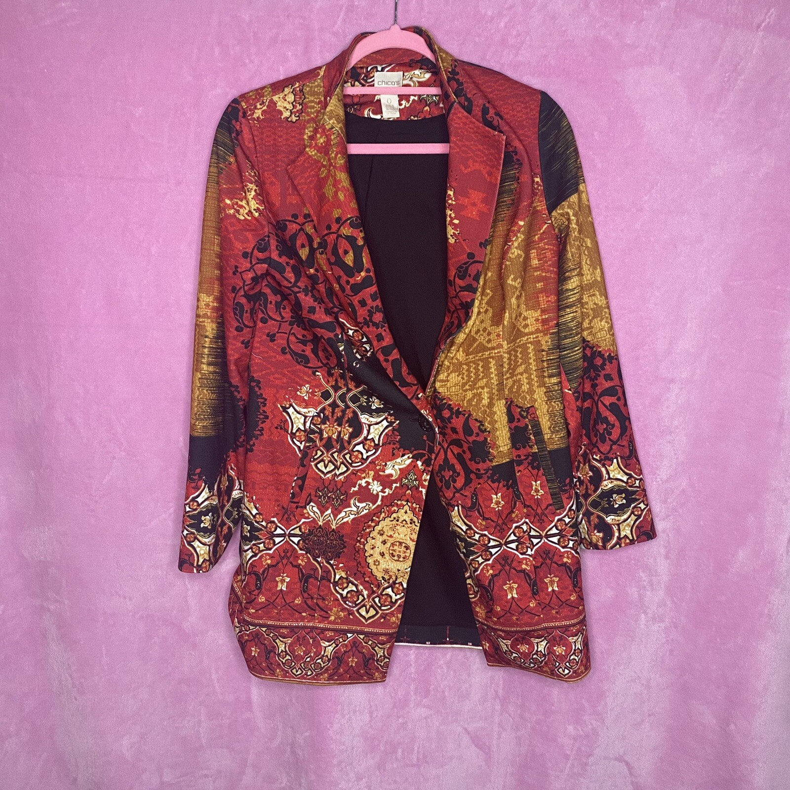 Chico’s Printed Statement Jacket Blazer Red - image 1