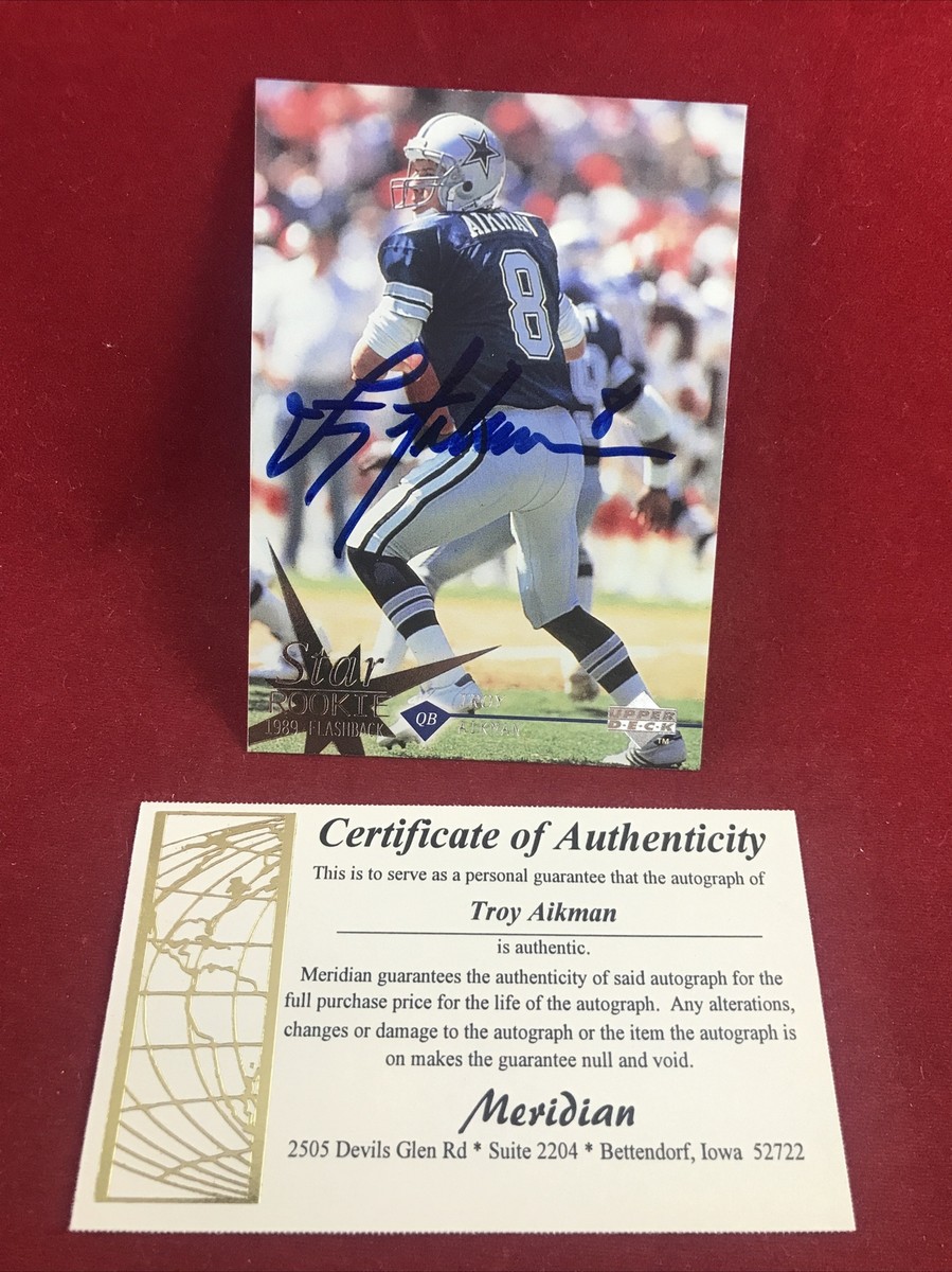 NFL Troy Aikman サインカード Troy Aikman Autograph Signed 1989 Pro Set Rookie Card #490 Cowboys