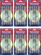 (6) Packs Luck E Strike Bass Magic 6" Shakey Tail Worm Swim Bait Pro Blue New