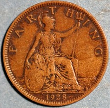 Great Britain Farthing 1928 George V KM# 825