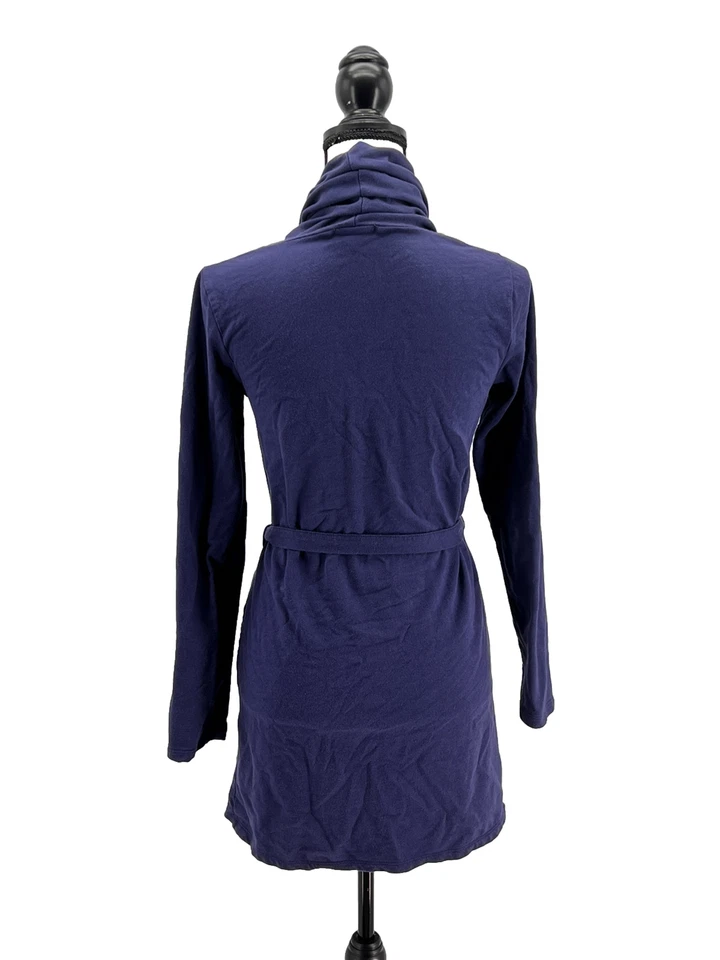 Garnet Hill женщин халат синий маленький вязаный хлопок модальная шаль воротник бедра длина - Изображение 3 из 4