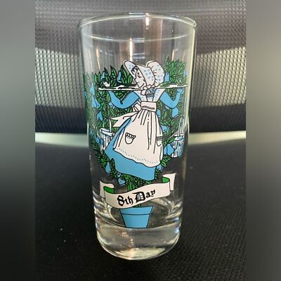 Vintage Anchor Hocking 12th Day of Christmas 8th Day Maids Milking Glass
