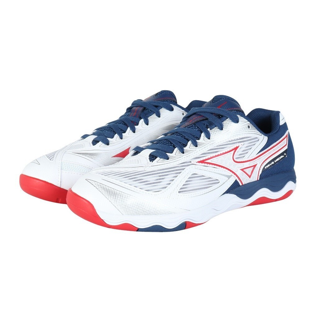 Mizuno Table Tennis Shoes WAVE MEDAL 7 WIDE 81GA241501 White/Blue