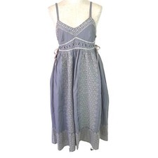 Tocca Dress Womens Midi Gray Cotton Silk Lined Corset Style Sleeveless Pink Mod