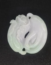 Certified A-level green natural jade pendant with Chinese cabbage bergamot