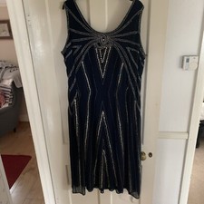 Joanna Hope Spectacular Sequin Long Evening Dress UKSize 30 New with Labels Navy