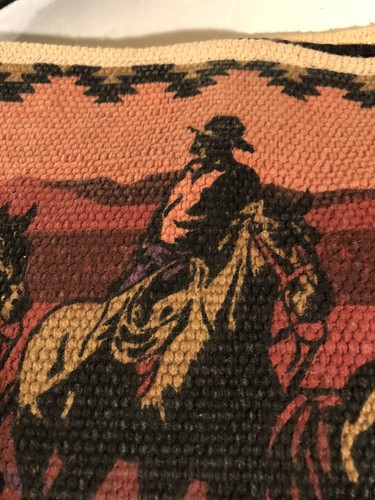 Cowboy Woven Western Cowboys On Horseback Horse Purse Vintage - Picture 8 of 24