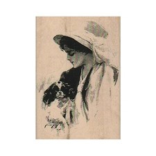 Mounted Rubber Stamp, Hat Lady With Dog Photo, Dog Lover, Pet Lover, Best Friend