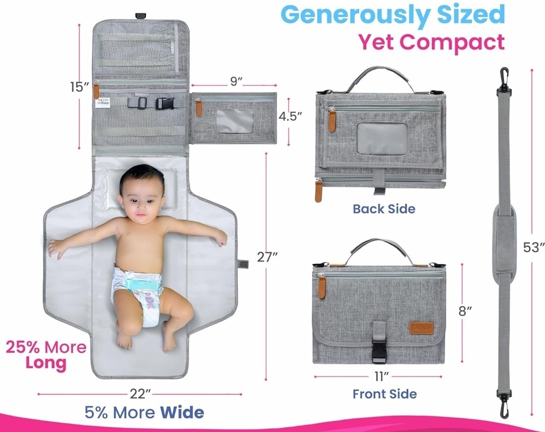 NEW MuppyKap Portable Diaper Changing Pad With Pad And Compartments