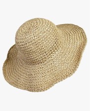 Women s Large Floppy Straw Hat Wide Brim 100 Natural Braided Paper Straw