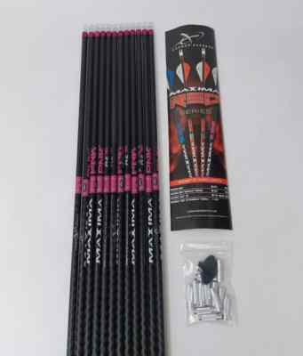 12pk Carbon Express Maxima PNK RZ 150 Mathews Shafts w Inserts & Nocks: 50799