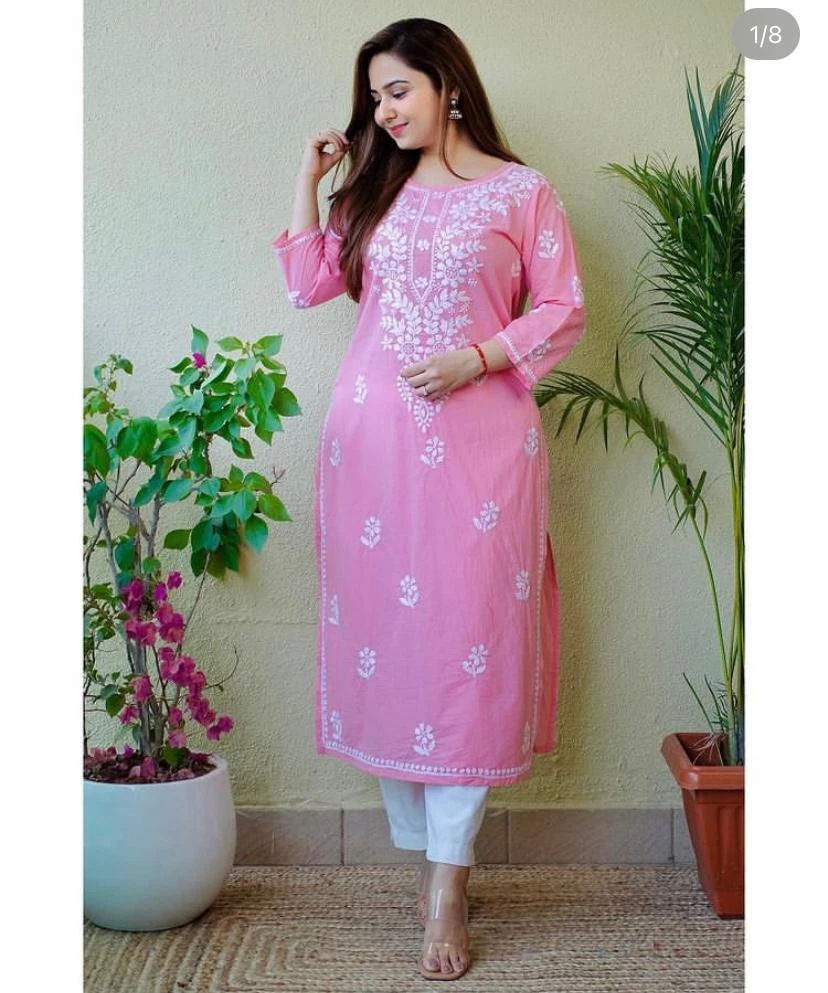 Pink shop kurtis designs