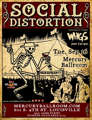 SOCIAL DISTORTION / WHIGS 2015 LOUISVILLE, KY CONCERT TOUR POSTER