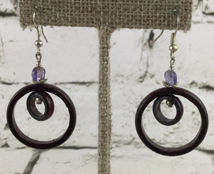 Stylish Drop Dangle Earrings with Wood Hoops and Black Beads for a Chic Look