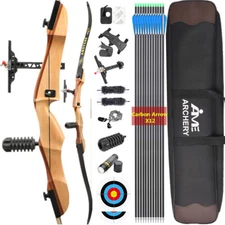 66" 68'' 70'' Recurve Bow 14-40lbs Takedown Archery Wood Handle Shooting Hunting