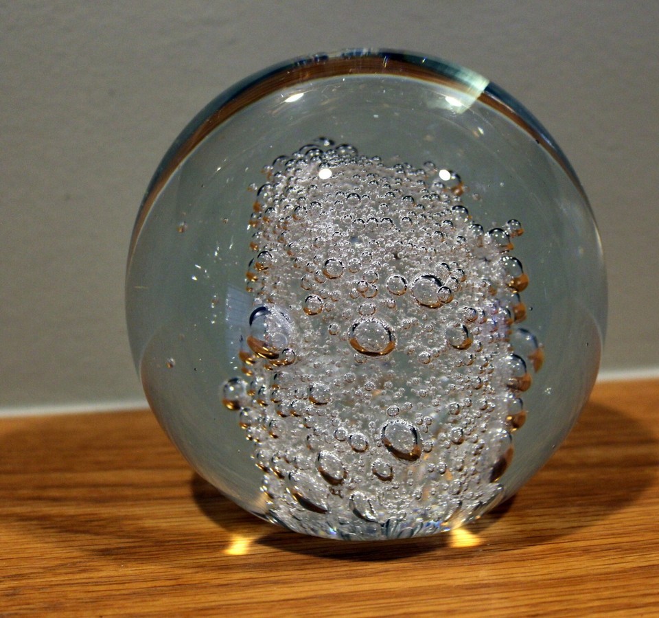 ART GLASS CLEAR BUBBLE PAPERWEIGHT ROUND SPHERE GLOBE CRYSTAL BALL 4 1/