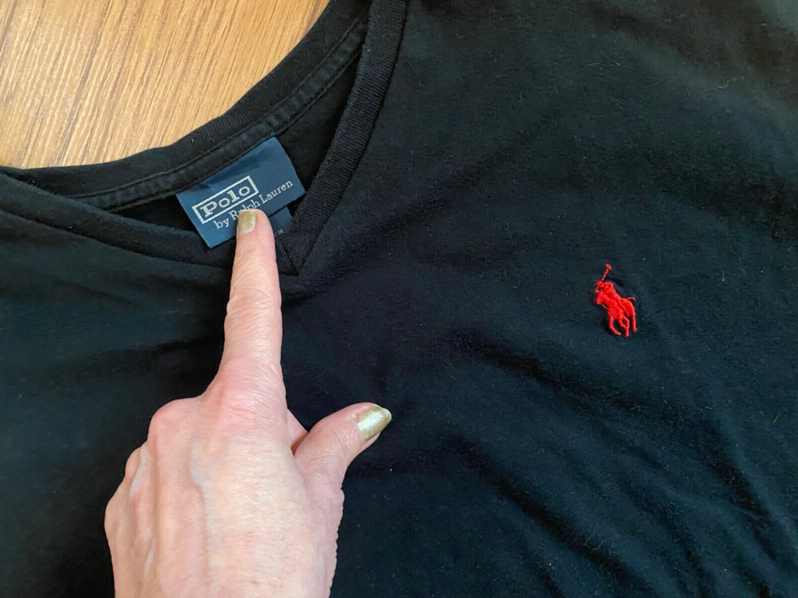 2 Polo uomo Ralph Lauren nera scollo a V maglietta rossa pony shirt grande L