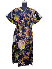 Printed Kaftan Cotton Night Wear Maxi Dress Beach Wear Dress Floral Print Gown