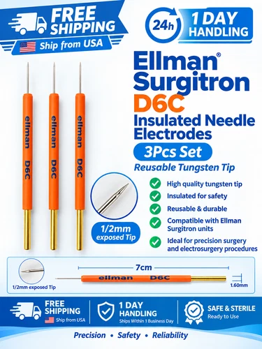 Ellman Surgitron D6C Insulated Needle Electrodes 3Pcs Set Reusable Tungsten Tips - product listing photo