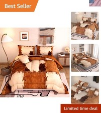Eye-Catching 6-Piece 3D Cow Comforter Set - Rustic Queen Bedding Solution