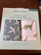 Aden Anais Classic Muslin Swaddle Blankets Dino Jungle 44" x 44" New Sealed