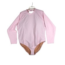 J. Crew Active Ribbed Long-sleeve One-piece Swimsuit Pink Size 24 BE806 NWT
