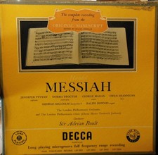 Vinyle LP 33 tours CLASSIQUE Handel Messiah Sir Adrian Boult Decca